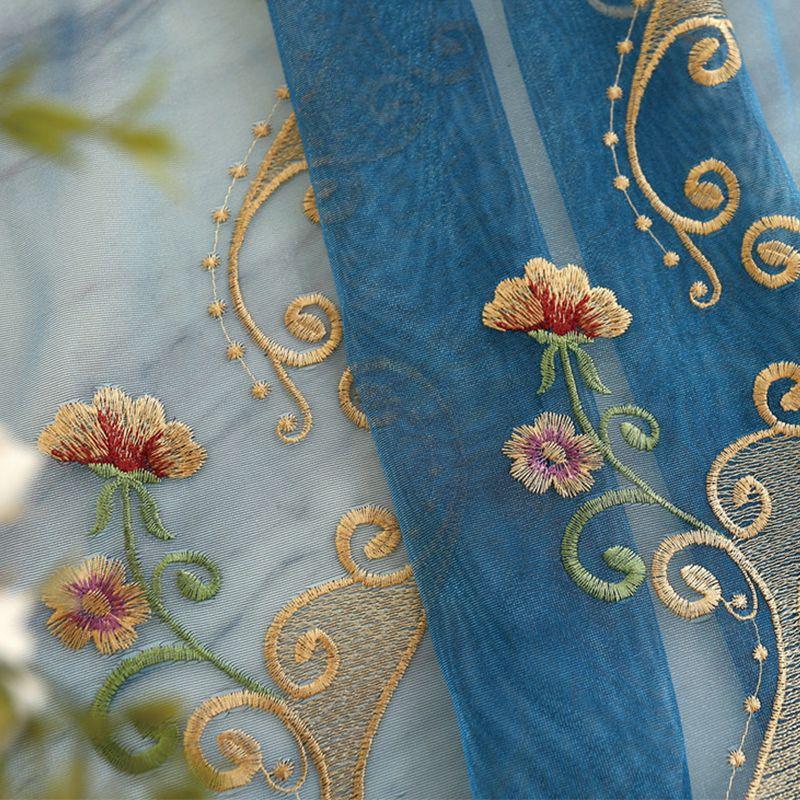 Vintage Virágos Hímzett Gyöngyös Függönypanel - Áttetsző Tökéletes Nappali, Hálószoba, Konyha vagy Erkély Dekorációhoz, Hálószoba Dekoráció