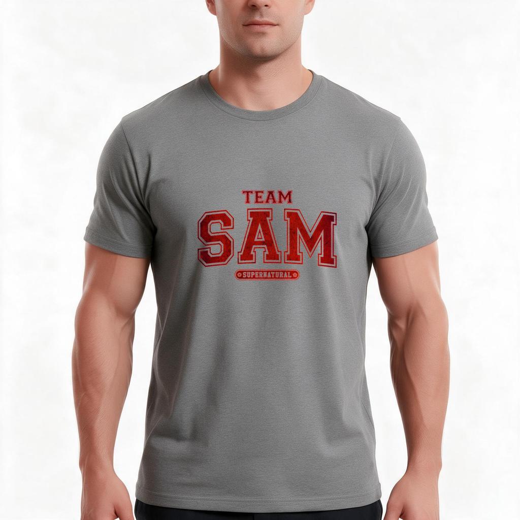 Team Sam Winchester Supernatural Tshirt Summer Casual Cotton Tee Oversized Streetwear Tops Vintage Graphic Print