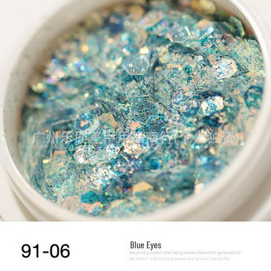 Iridescent Laser Nail Glitter Flakes: Mixed Sizes & 8 Colors for Fairy Eyes Bling Nails