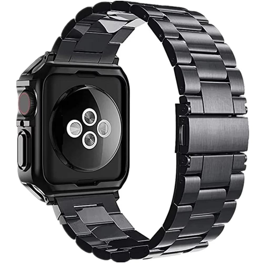 Edelstahlarmband für Apple Watch Ultra 49mm 10 46mm 42mm TPU-Hülle+Armband für Iwatch 9 8 7 6 5 4 45mm 44mm 41mm 40mm Armband