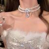 Real gold electroplated pearl and diamond-inlaid floral necklace, niche, fashionable, versatile collarbone chain, elegant and high-end accessory