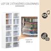 Set of 2 Column Shelves CD-DVD Storage Cabinet 6 + 6 Compartments Dim. 21L X 19W X 88H Cm Max. Capacity 160 CDs White