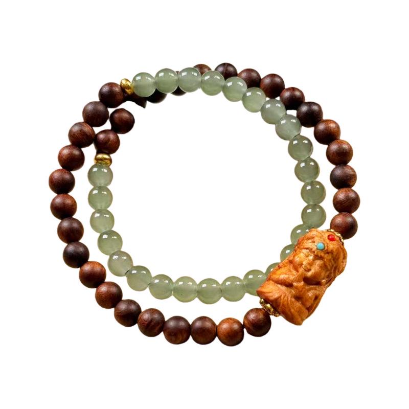 Agarwood & Aventurine Double-Loop Bracelet with Zhakiramu Beads