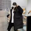 European Station hooded fake two-piece down jacket women's medium and long new white duck down thickened warm large version coat