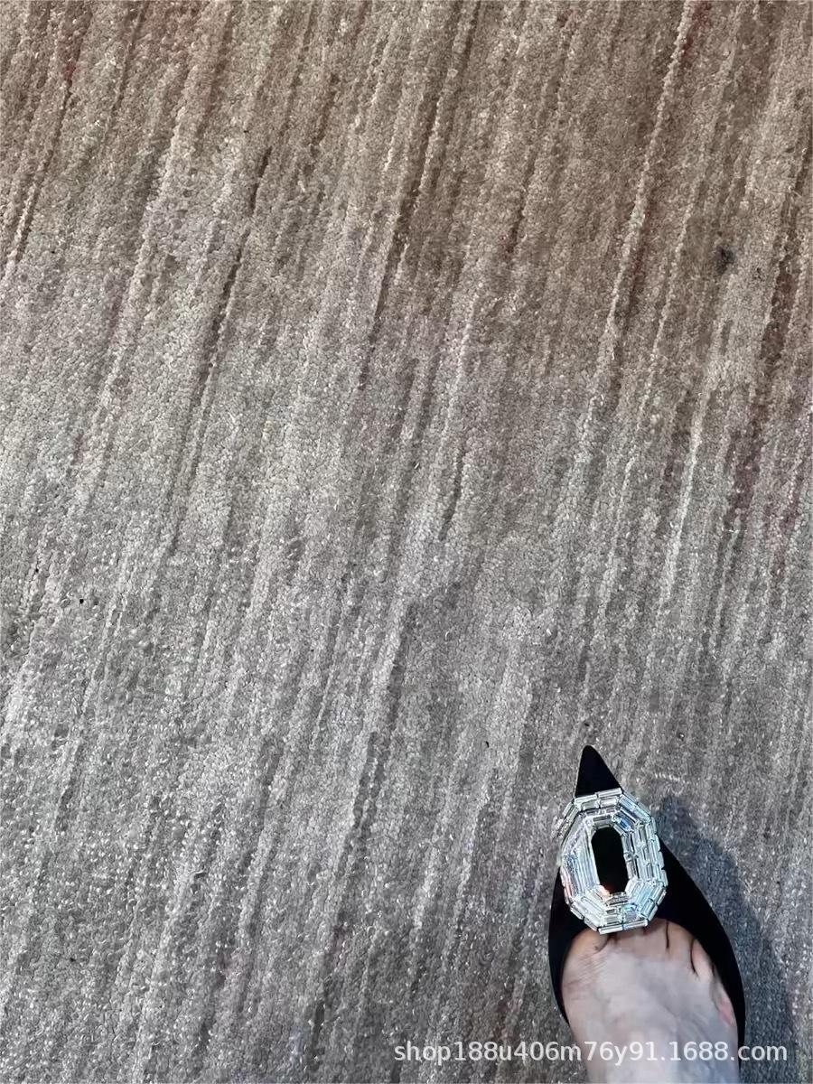 

[Spot] French bag head sandals summer 2025 new temperament pointed thin heel square buckle rhinestone high heels 34