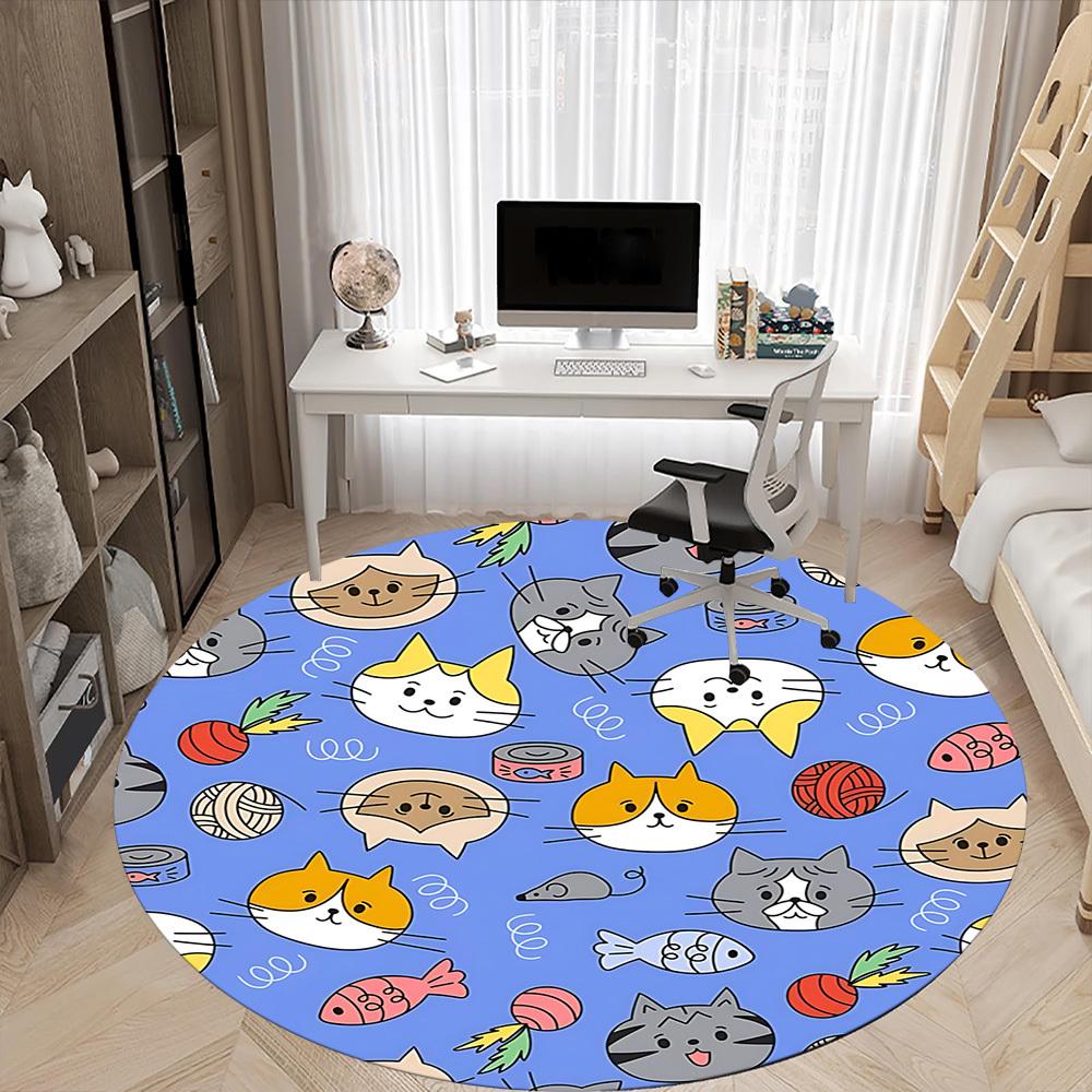 1PC Cat-themed Pattern Chair Carpet for Office, Indoor Non-Slip Washable Carpet, Soft Comfortable Mat For Office Room yy250930242