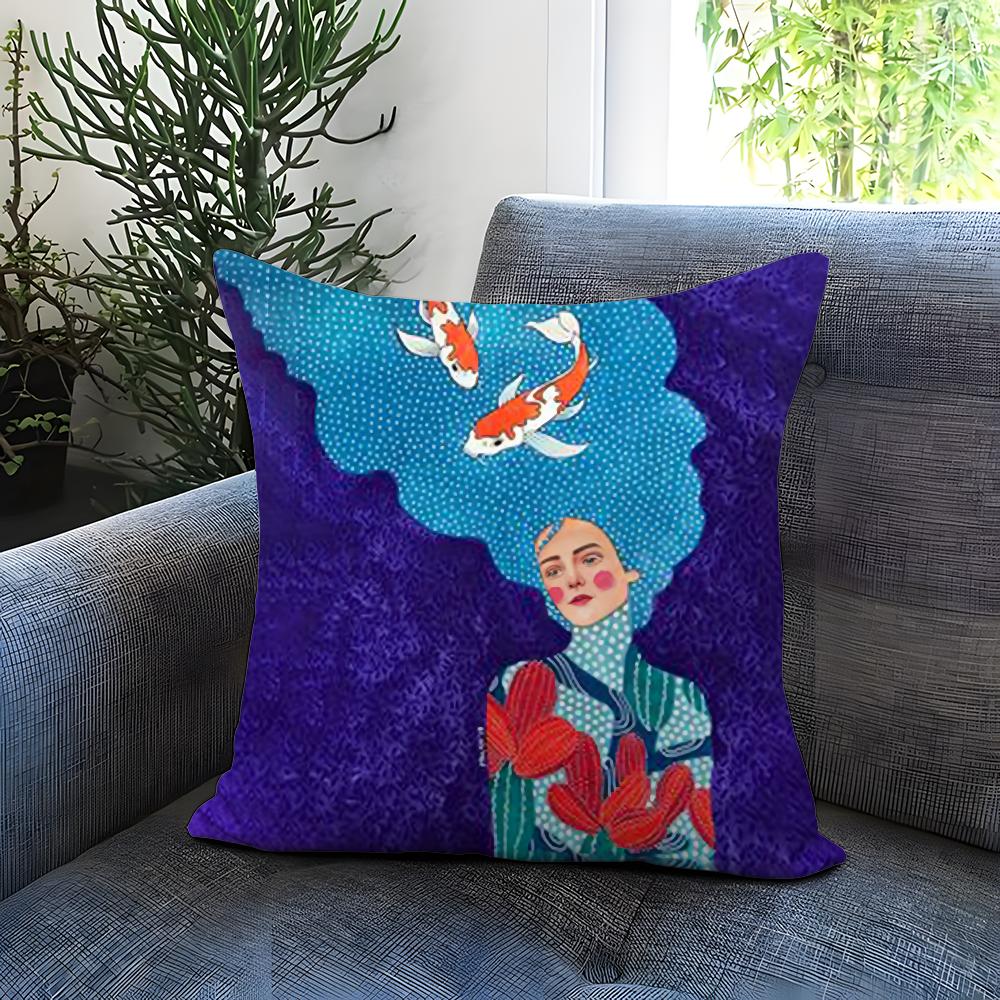 Hot V-VVintage Oil Painting Cushion Cover Comfortable Reversible Pillow Cover Ideal for Car Sofa Bedroom & Beyond