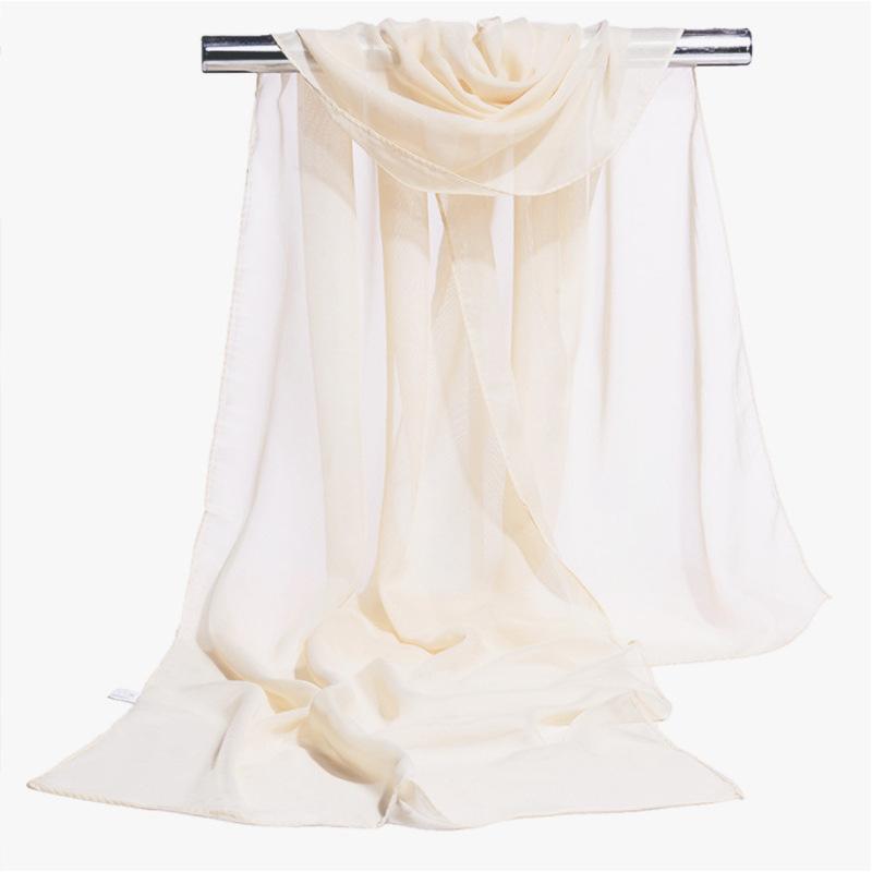 

Длинный женский шелковый шарф с цветочным принтом из шифона и нового однотонного цвета 160*50CM грязно-белый