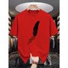 Herren Sommer Baumwolle Mode Feder Muster Gedruckt Lässig Locker Sport Rundhals Kurzarm T-Shirt Top