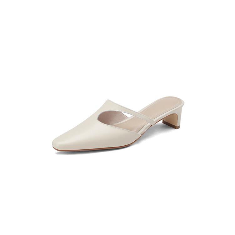 Fashion New 2025 Summer Women Shoes Mules Shoes for Women Simple Women Slippers Small Square Toe Slippers Ladies Shoes Zapatos De Mujer