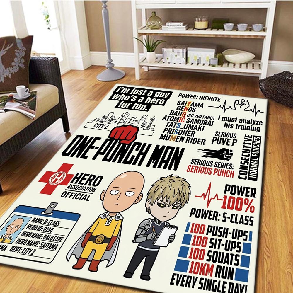 One-Punch Man Living Room Bedroom Carpet, Home Decor Cool Movie Mat & Play Floor Rug -HE42