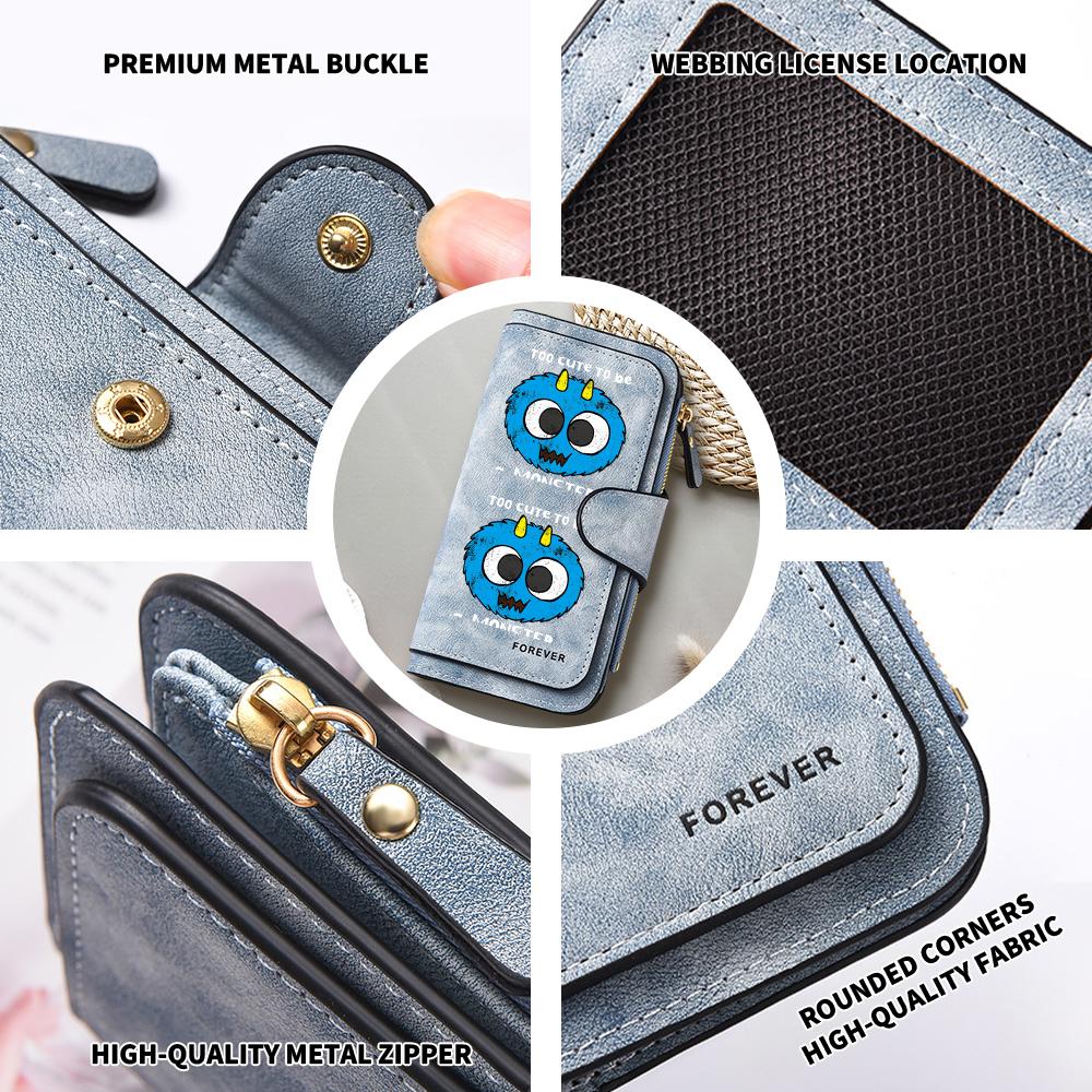 Cute Cartoon Monster Printed Long Wallet Multi Card Slot Leather Fashion Purse
