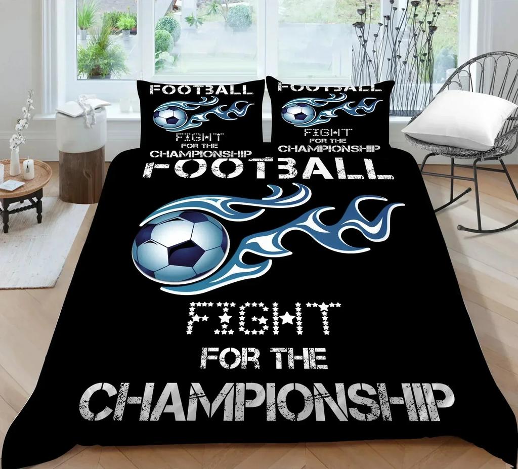 Sports Ball Flame Bedding Set Football Basketball Print Duvet Cover Pillowcases Sport Quilt Cover for Bedroom Decor