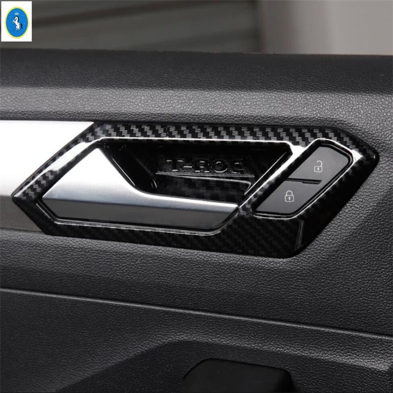 Car Accessories Window Lift Button / Water Cup / Pillar A Speaker Cover Trim For Volkswagen T-Roc T Roc 2018 - Carbon Fiber