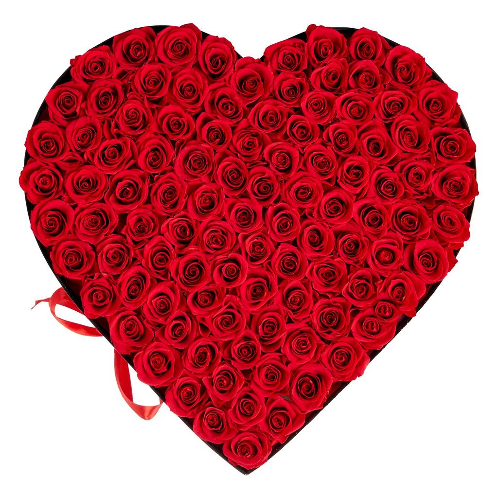 VEVOR Forever Flowers, 100 Preserved Roses In a Heart Shape Box, Eternal Flowers Immortal Bouquet Birthday Present for Women Her Wife Mothers