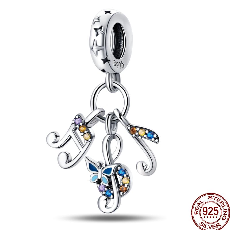 Music Series Copper Headphones Music Note Pendant Beads Suitable For 3Mm Original Bracelet Diy