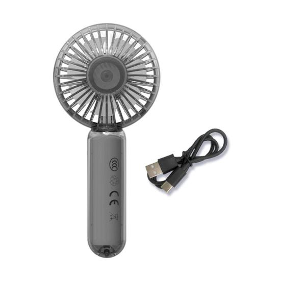 Portable Handheld Fan with LED Light USB Rechargeable Mini Fan with Hook 3 Speeds Brushless Motor Quiet Summer Gadget for Travel Office Outdoor