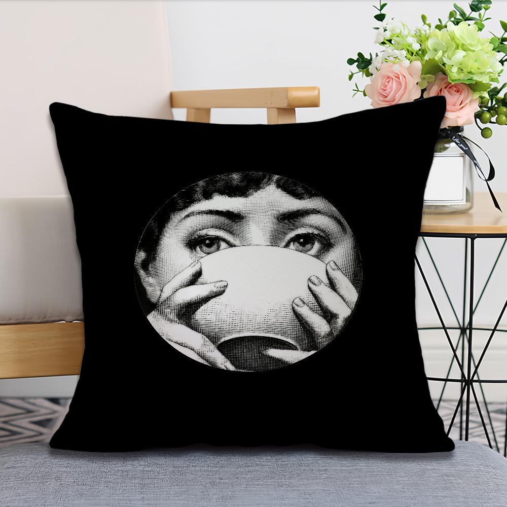 Art P-Piero Fornasetti Funny Girl Cushion Cover Pillow Case Square Cushion Room Bedroom Headboard Sofa Living Backrest Nap Time