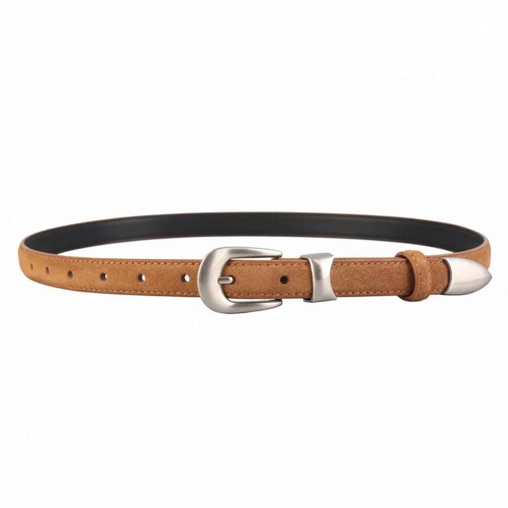 Minimalist Leather Belt For Women With Alloy Buckle For Casual And Office Wear