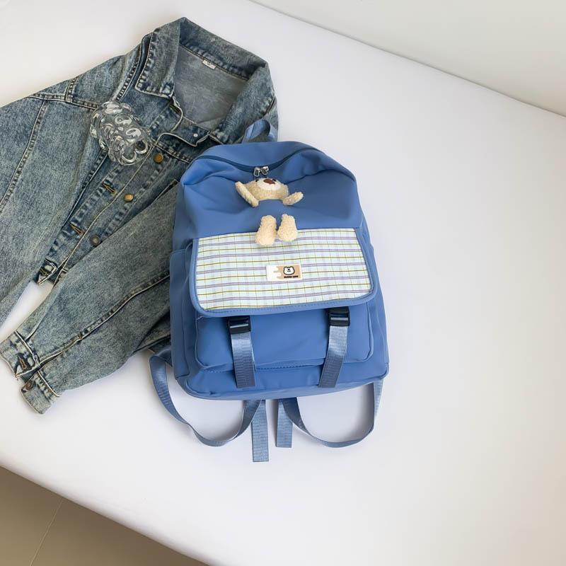 

Корейська версія простого рюкзака великої місткості унісекс, літній повсякденний рюкзак 2024 року, маленька свіжа молодша шкільна сумка синій