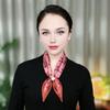 Satin Neck Scarf Irregular Geometric Pattern Wrinkle-resistant Scarf with Magnetic Imitation Pearl Buckle Outfit Accessory
