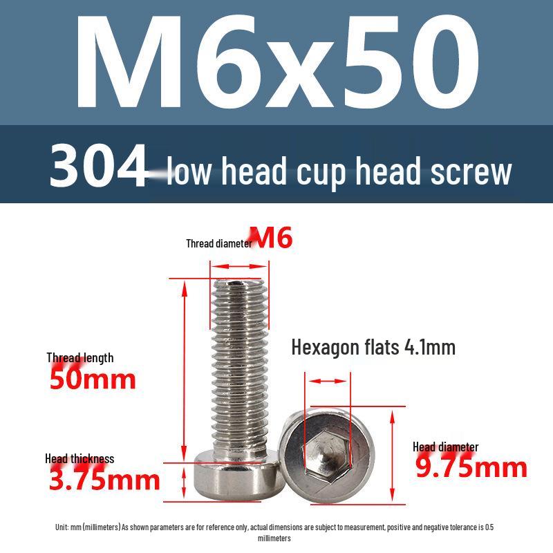 304 Edelstahl Flachkopf Innensechskant Maschinenschrauben M3-M10