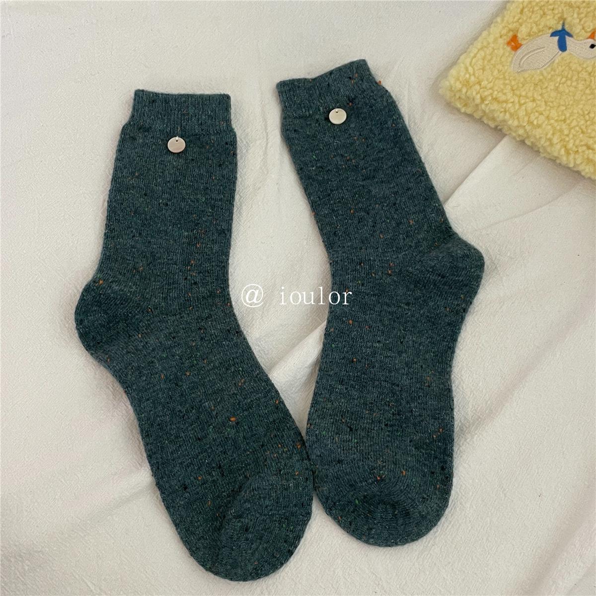

SP&CITY Colored Dotted Sheep Woolen Socks Women s Winter Warm Keeping Middle Tube Socks Casual Thick Korean Fashion Stockings 35-40EU
