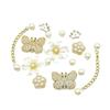 16Pcs Luxury Shoes Charm Set Crown Butterfly Flower Pearl Chain Shoe Decorations Buckle for Sandals Clogs DIY Accessories Gift