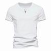 Summer Men's Solid Color CottonT-shirt V Neck Slim Fit Breathable Tops Casual  Cozy Tees Classic Male Dailywear