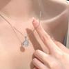 Blue Crystal Pendant Necklace: Elegant Clavicle Chain, Trendy Niche Design, Perfect Gift for Girls & Best Friends.