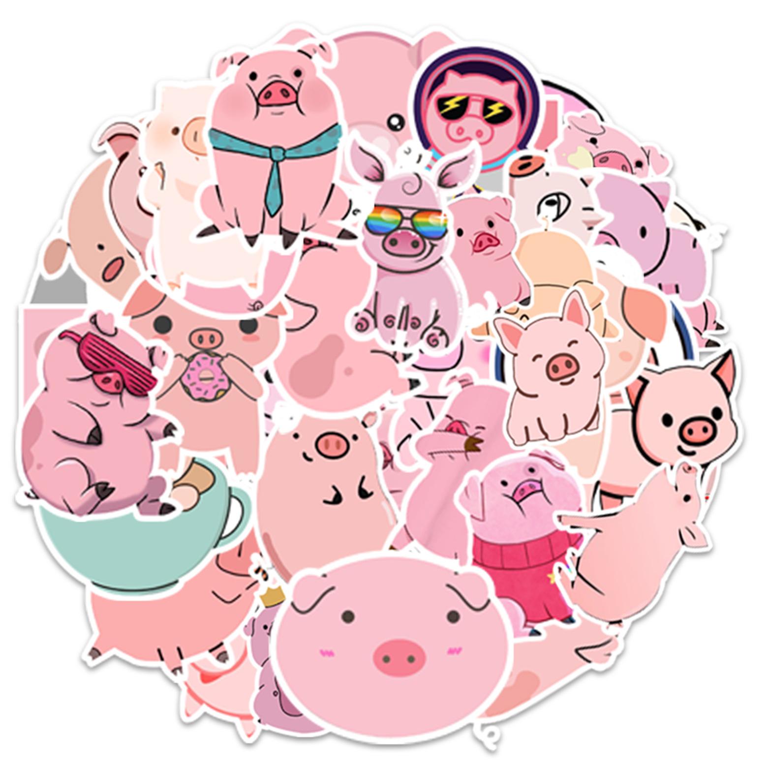 

50 Cute Pig Stickers Suitcase Car Motorcycle Refrigerator Mobile Phone Waterproof Fun Cute Waterproof Stickers