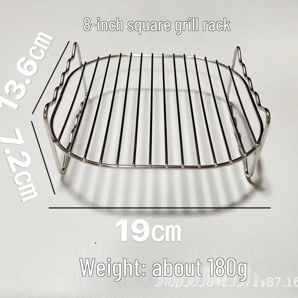 Stainless Steel Double-Layer Air Fryer Grill Rack with Skewers