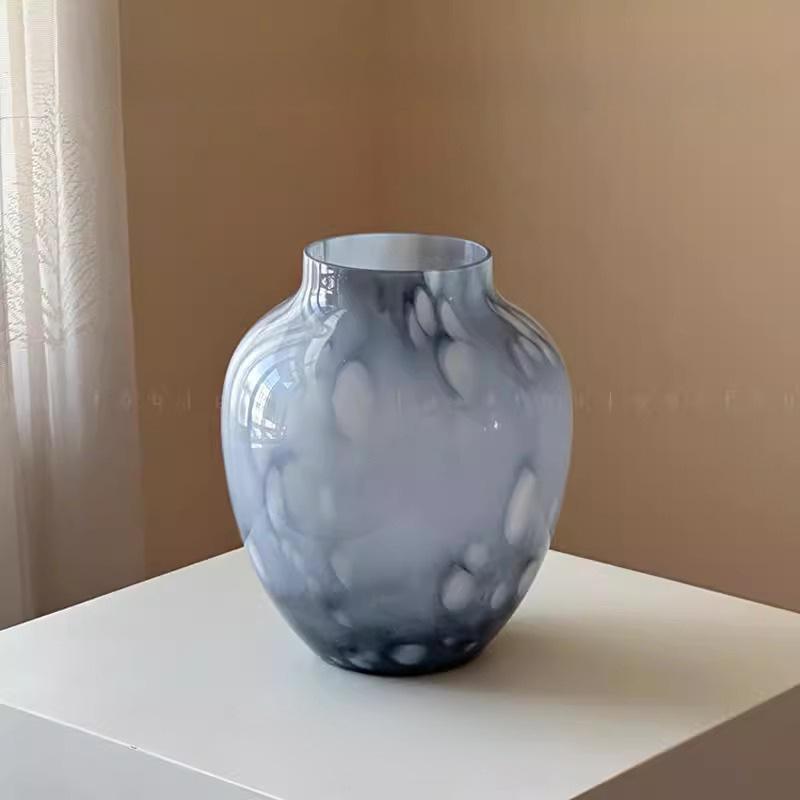 

Jingyan Original Snowy Blue Porcelain Vase Artistic Glass Flower Vase Luxury Home Decor