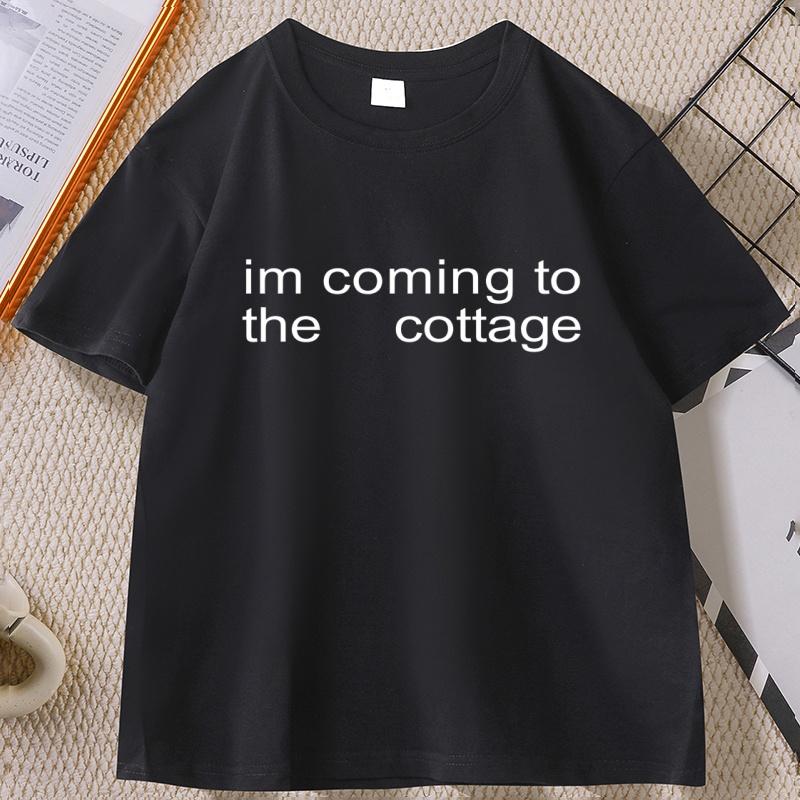 

Im Coming To The Cottage T-Shirt Casual Round Neck Cotton Short Sleeves Tshirt Comfortable Tshirt Top Male Clothes M чёрный