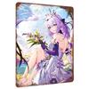 Custom Anime Girl Metal Poster Purple Haired Character Artwork for Room Decoration