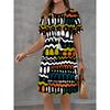Women Elegant Print Casual Retro Mini Round Neck A-line Dress Temperament Dress Summer New Short Sleeved Dress Fashion New Dress