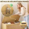 Rattan Storage Chest, 136 L, Storage Bench, Lift-Up Lid, 2 Safety Hinges, Oak