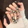 Press On Nails Long Coffin Fake Nails Glitter False Nails with Flower Designs Full Cover Glue On Nails Press Ons Artificial Stick On Nails for Women