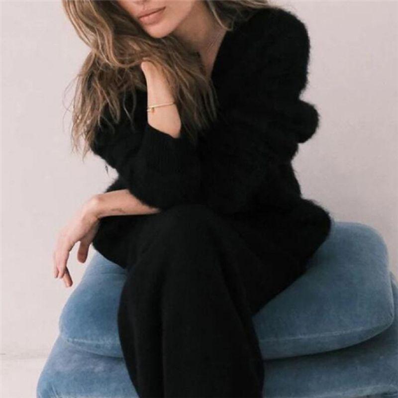 Fashion Fashion Loose-Fitting Long Sleeves Mink-like Knitting Sweater Cardigan Coat Knit Cardigan Sweater