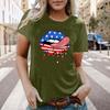 Real Shot Amazon Independence Station Cross-border European, American Independence Day Printed Short Sleeve Top Women's Summer Outer Bottom Shirt