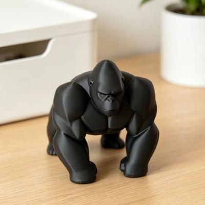 3D Printed Gorilla Sculpture Ornament Minimalist Modern Art Figurine with Detailed Texture Eco-Friendly Decor for Living Room Office Desk