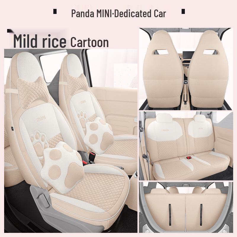 Panda Mini Linen Full Coverage Car Seat Cushion for All Seasons