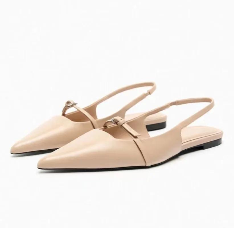 Fashion Women Sandals 2024 New Summer Fashion Pointed Toe Sandals Women Shallow Slip On Elegant Slingback Shoes Women Zapatos De Mujer