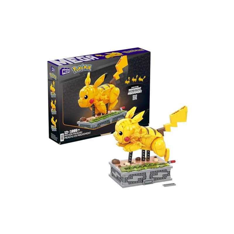 Mega Bloks Pokémon Pikachu Runs! Moving Pikachu Block Set, 1095 Pieces, Ages 12 and Up, HGC23
