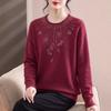 Hengyuanxiang Women's French Style Rhinestone Crewneck Knit Sweater