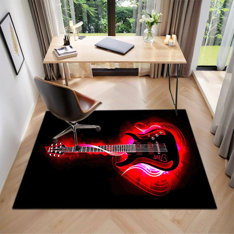 1Pc Electric guitar theme Printed circular carpet, home door mat, outdoor travel protection carpet A3
