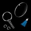 12/24 Pieces DIY Transparent Circle Discs Round Acrylic Blanks + Tassel Pendant Keychains DIY Art Craft for Making Gifts