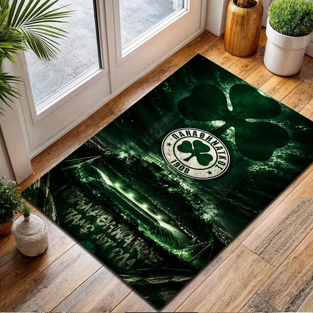 Panathinaikos Clover with Athens View Patterned carpet, non slip mat suitable for living room and bedroom sofas