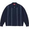 Stripe Zip Up Polo Sweater Navy
