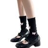 Womens Girls Ballet Style Ribbed Knit Stretch Leg Warmer Japanese Aesthetic Sweet 3D Butterfly Leg Cover Footless Socks